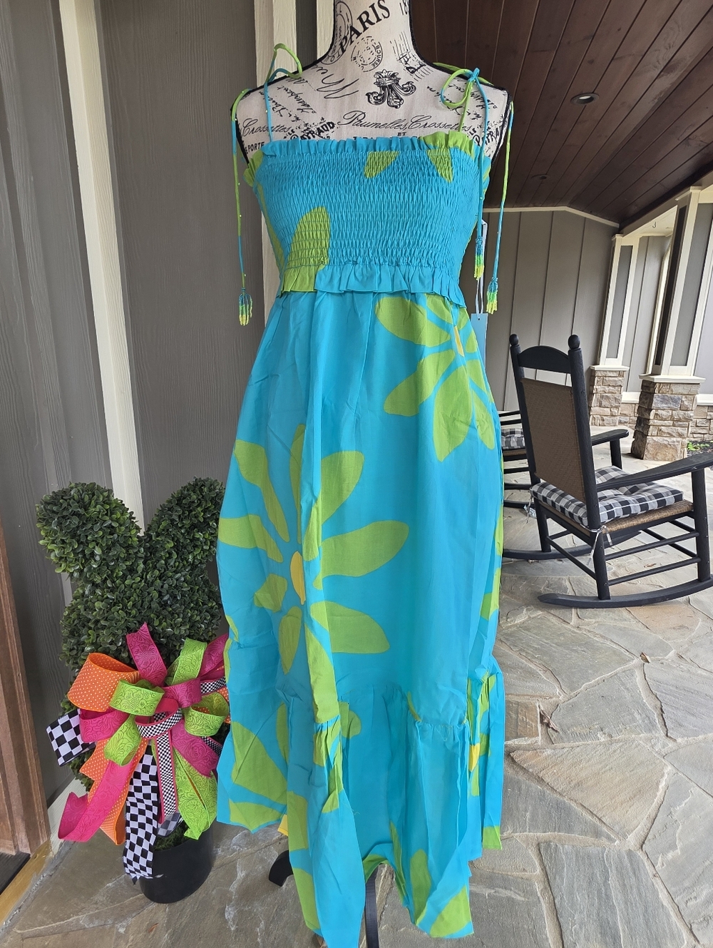 Turquoise and Lime Sundress By J. Marie-NWT